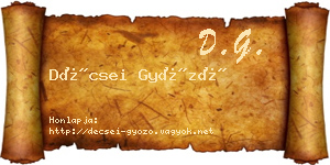 Décsei Győző névjegykártya